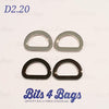 D Rings, Flat alloy, for 20mm (3/4") straps, set of 2