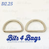 D Ring, flat alloy, for 25mm (1") straps, set of 2