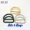 D Rings, Flat Alloy, for 32mm (1 1/4") straps
